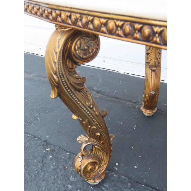 Gold French Antique Gold Finish Oval Marble Top Coffee Table 6640 For Sale - Image 8 of 18