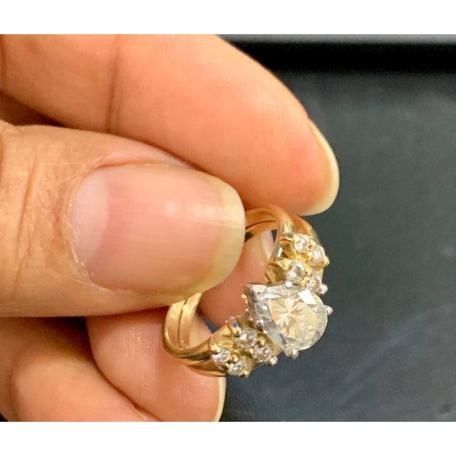 1.0 Carat Pear Shape Center Diamond Engagement 14 Karat Yellow Gold Ring For Sale - Image 18 of 18