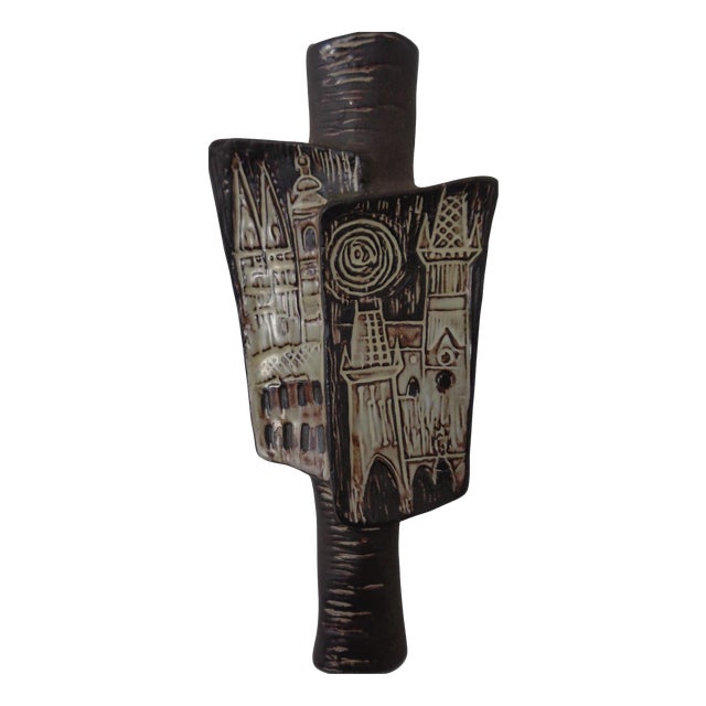 Studio Ceramic Wall Vase of Prague from Keramo Kostelec, Czechoslovakia, 1960s For Sale