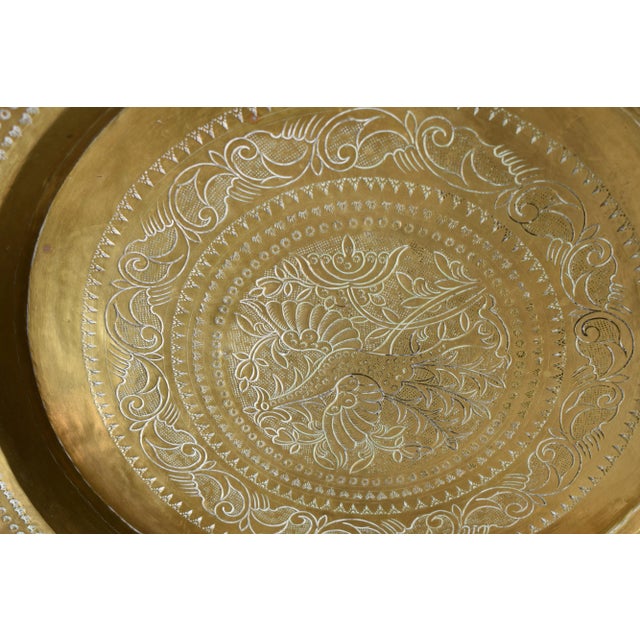 C.1950 Asian Brass Tray Table With Folding Spider Table For Sale - Image 9 of 13