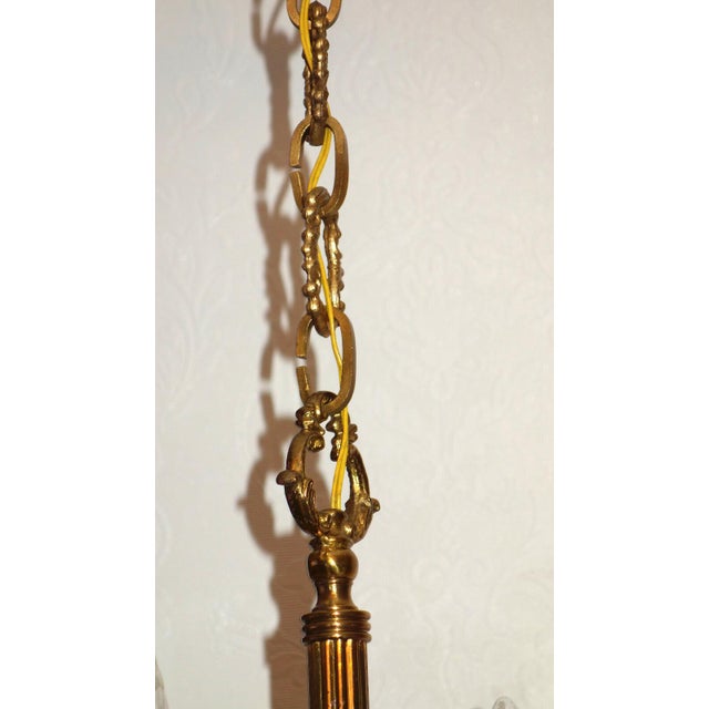 Antique French Swan Brass 4-Light Chandelier, 1950s For Sale - Image 6 of 12