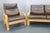 Danish Oak and Leather Living Room Set by L. Olsen & Søn, 1970s, Set of 3 For Sale - Image 4 of 16