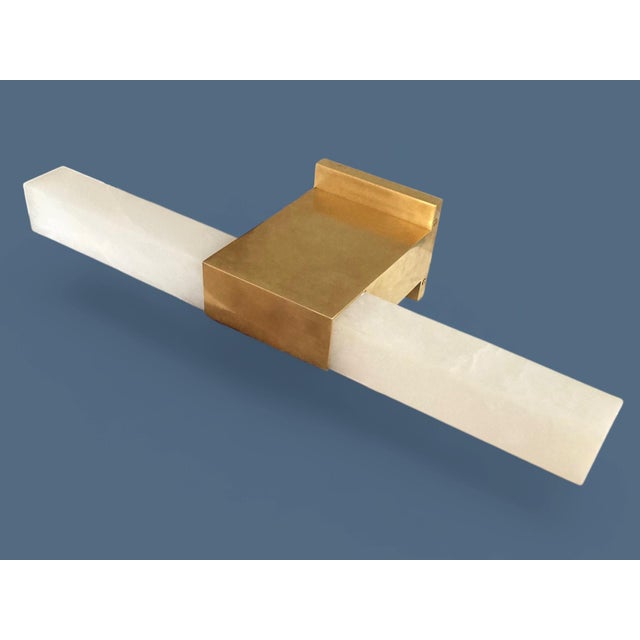 Contemporary Kelly Wearstler for Visual Comfort Covet 24" Alabaster Bath Light in Antique-Burnished Brass For Sale - Image 3 of 18