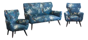Mid-Century Sofa and Bergère Armchairs Set with Dedar Fabric Upholstery, 1950s, Set of 3