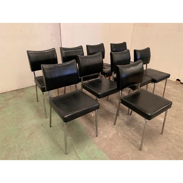 Vintage Chrome and Imitation Leather Chairs, Set of 9 For Sale - Image 4 of 6