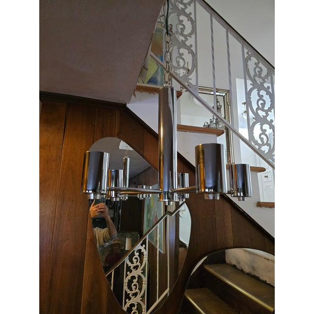 Metal Mid Century Modern 70s Chrome Petite Chandelier For Sale - Image 7 of 9