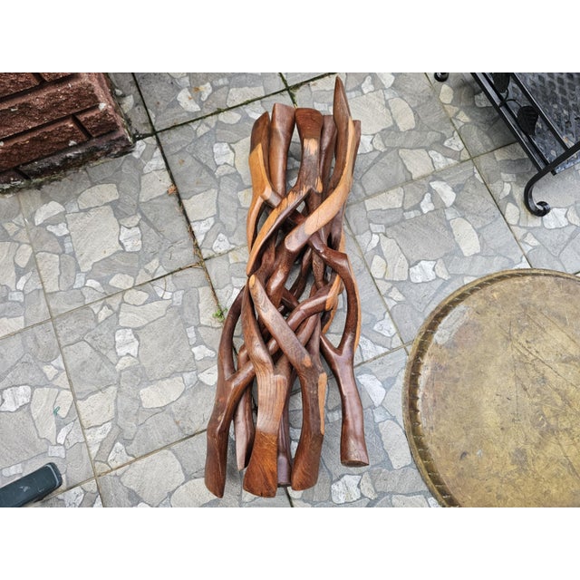Brown Wooden Coffee Table with Brass Top, 1960s-1980s For Sale - Image 8 of 10
