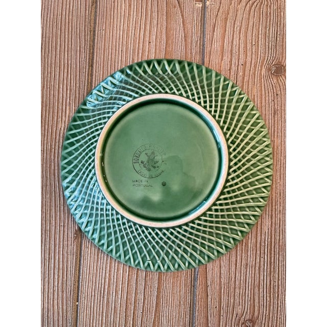 Pair of Vintage Green Majolica Bordallo Pinheiro Bowls From Portugal For Sale - Image 9 of 10