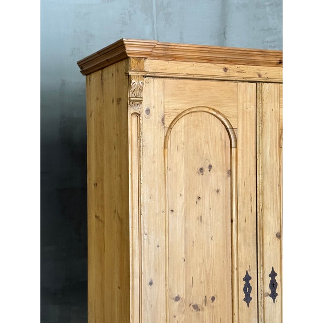 French Provincial 19th Century French Provincial Pine Armoire W/ Carved Details and Internal Drawers | Circa 1860 For Sale - Image 3 of 18