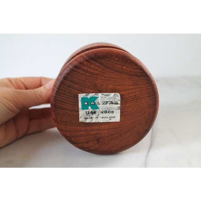 Vintage Kalmar Teak Wood Glass Hurricane Candleholder For Sale In Milwaukee - Image 6 of 8
