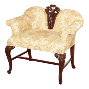 French Victorian Style Custom Upholstered Petite Settee