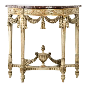 French 19th Century Louis XVI Style Carved Demilune Console