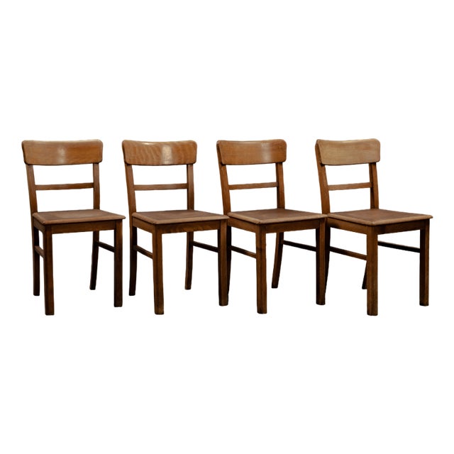 Bauhaus Rung Chairs in Beech Wood, 1930s, Set of 4 For Sale