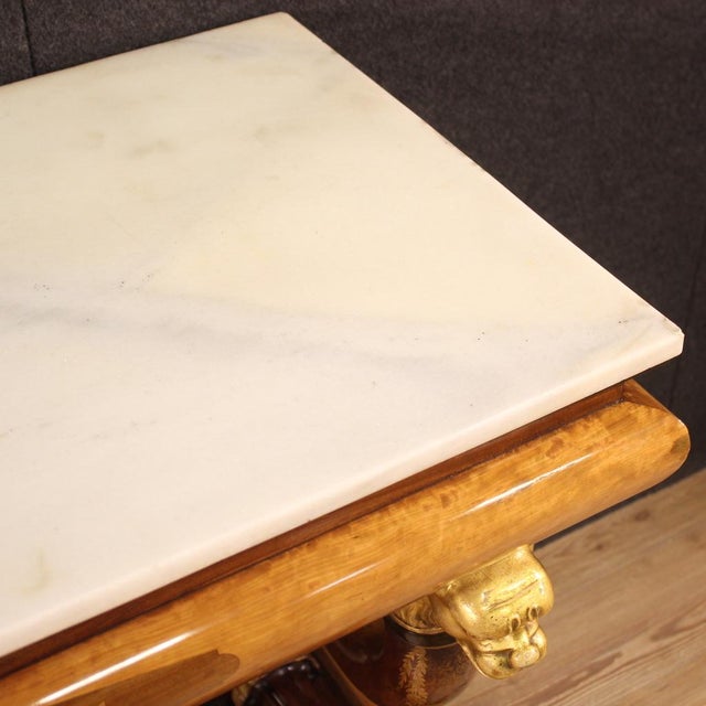 Brown Spanish Inlaid Console with Marble Top, 1860 For Sale - Image 8 of 13
