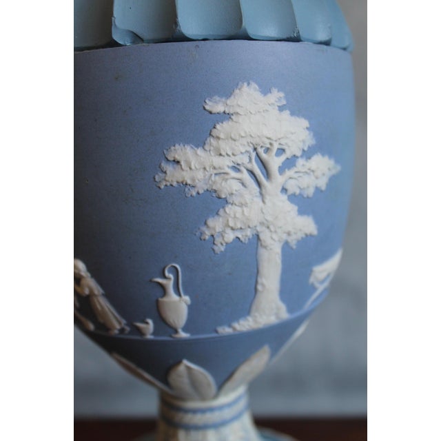 Victorian Oil Lamp attributed to Wedgwood in Jasper Ware Pattern, 1890s For Sale - Image 5 of 12