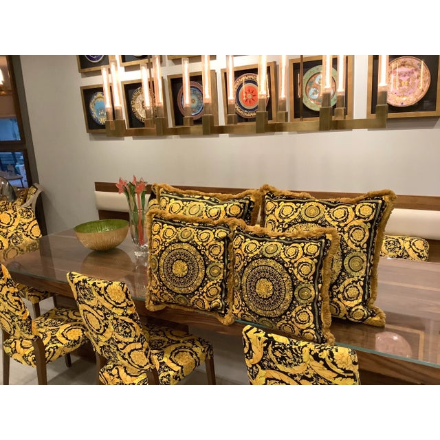 Baroque Atelier Versace Black Gold Baroque Fringe Velvet Pillows - Set of 4 For Sale - Image 3 of 12