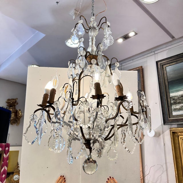 Louis XV Napoleon III Chandelier with Cut Rock Crystal, France, 1880 For Sale - Image 6 of 18