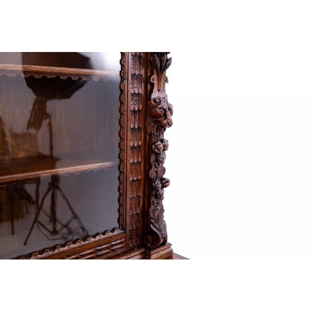 Antique Glass and Oak Cabinet, Western Europe, 1880s For Sale - Image 13 of 18