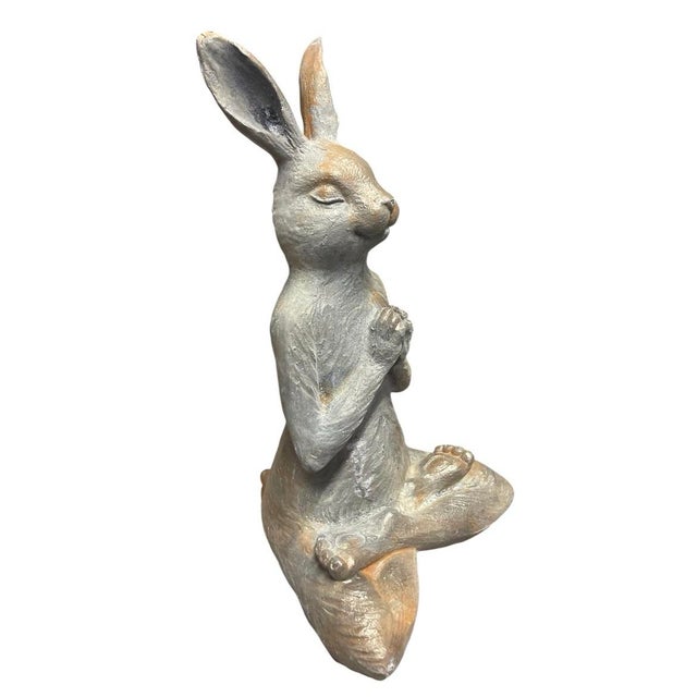 Vintage Cast Iron Meditating Yoga Hare Statue For Sale In West Palm - Image 6 of 12