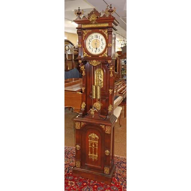Ansonia Mahogany Bronze Mounted Floor Clock Grandfather Clock Circa 1900 Dimensions : 21" Wide X 12" Deep X 86" Tall This...