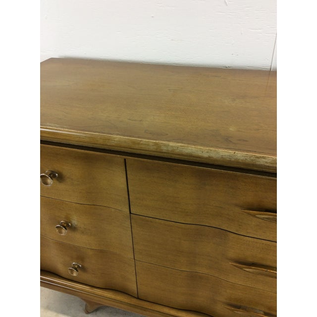 1960s Mid Century Modern Lowboy Dresser With Brass Hardware For Sale - Image 5 of 12