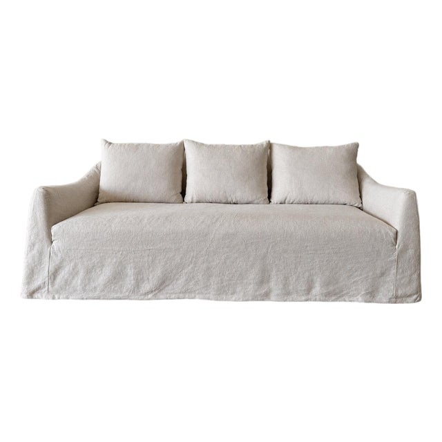 Lyon Sofa by Bloom Home Inc, Greige Belgian Linen, Modern Design For Sale