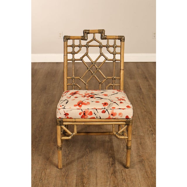 Chinese Chippendale Style Set Of Four Rattan Bamboo Dining Chairs For Sale - Image 18 of 18