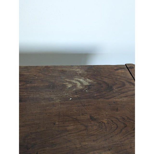 Brown Rustic Walnut Table with H-Shaped Stretcher For Sale - Image 8 of 9