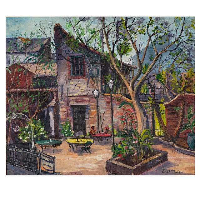 Brown Carl Thorp, Court of Two Sisters New Orleans Oil on Canvas 1928 - 1957 American For Sale - Image 8 of 8