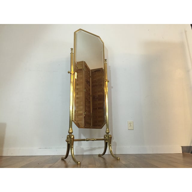 Vintage Brass Cheval Standing Floor Mirror Chairish