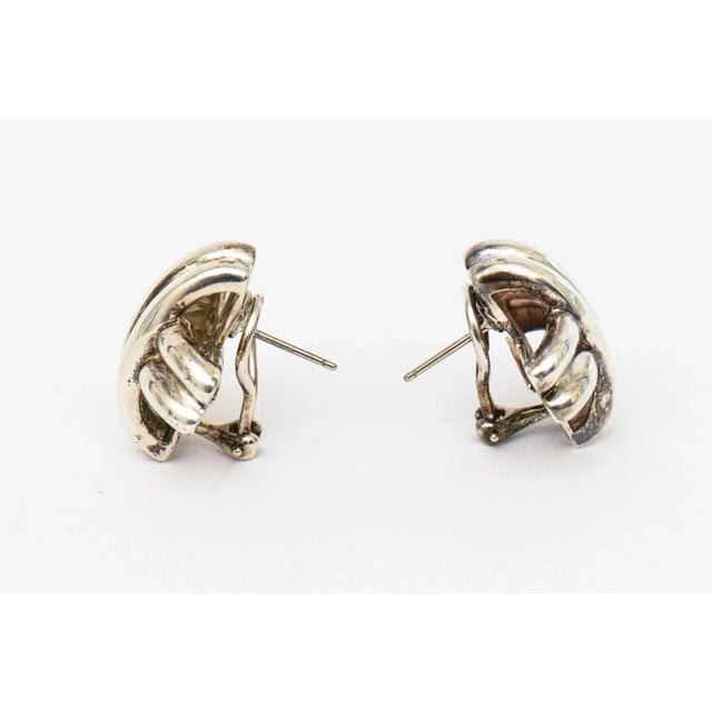 Tiffany Sterling Silver Criss Cross Lever Back Earrings 1990's Pair Of For Sale - Image 9 of 12