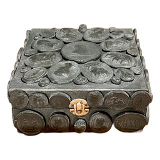 19th Century Faux Stone Italian Grand Tour Style Classical Intaglio Decorated Custom Table Box For Sale