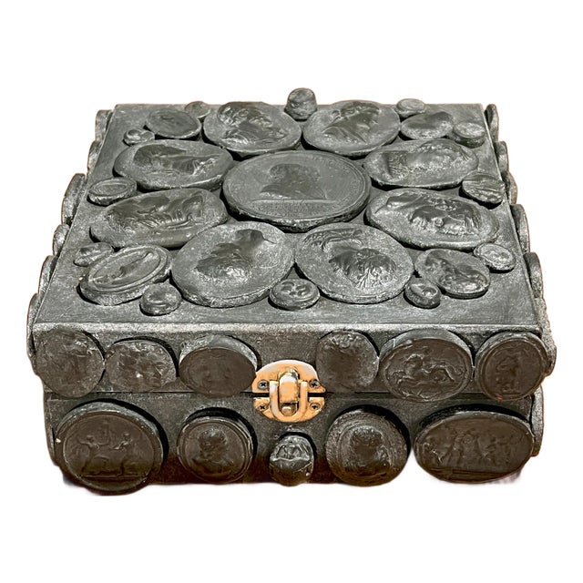 Faux Stone Italian Grand Tour Style Classical Intaglio Decorated Custom Table Box For Sale