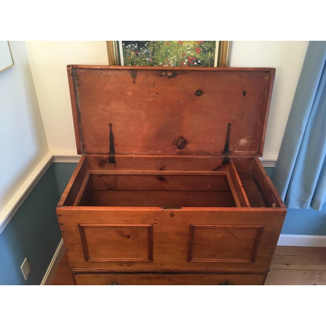 Wood Antique Pine Blanket Chest With Drawers, 19th Century, Possibly Southern Pine For Sale - Image 7 of 12