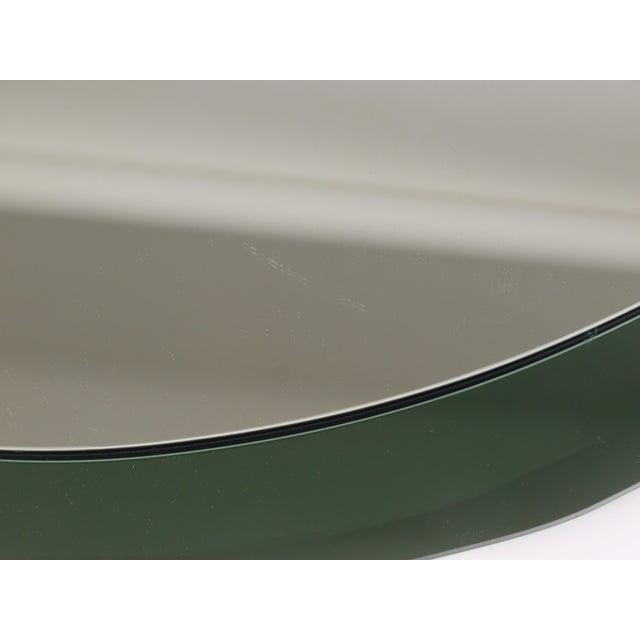 Mid-Century Oval Green and Grey Scalloped Wall Mirror from Cristal Arte, Italy, 1960s For Sale - Image 13 of 15