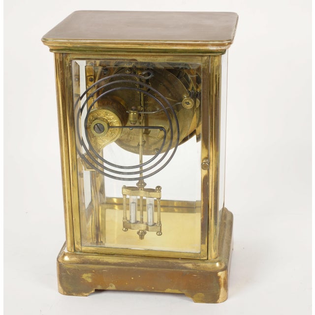 Brass Wm. L. Gilbert Crystal Regulator Carriage Clock, Antique Brass For Sale - Image 8 of 9