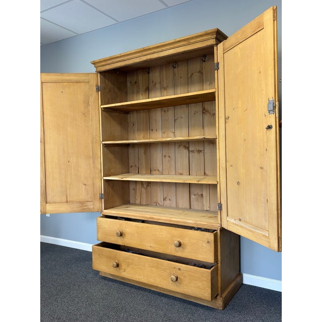 Wood 19th Century English Pine Linen Press For Sale - Image 7 of 12