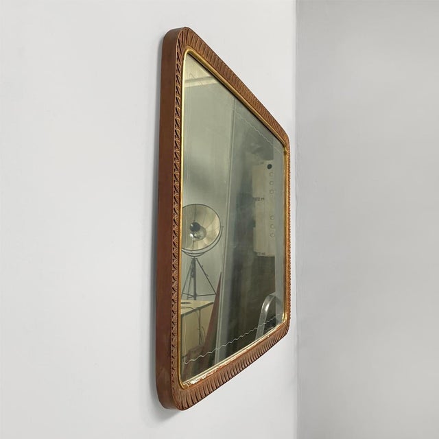Mid-Century Modern Italian Wall Mirror in Wooden Frame for Brusotti, 1940s For Sale - Image 4 of 11