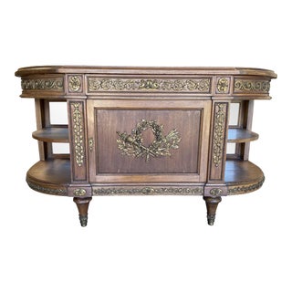 Antique French LXVI Style Mahogany Buffet With Bronze Trim For Sale