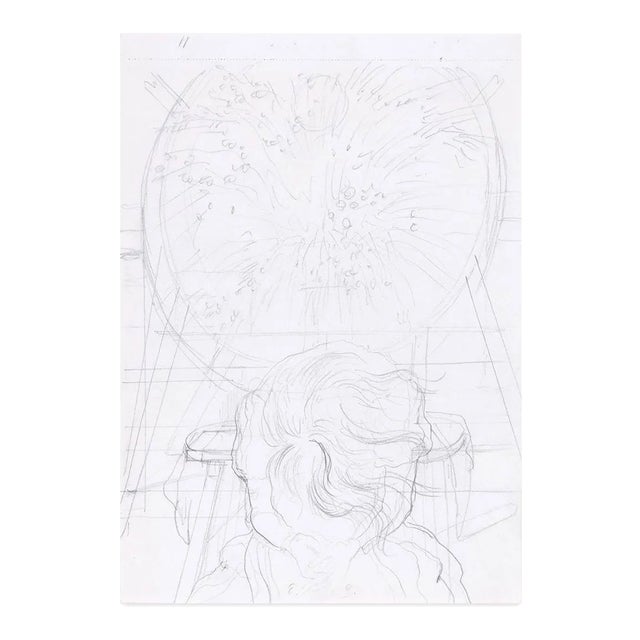 Magic Circle - Original Pencil Drawing by E. Berman - Mid 20th Century Mid 20th Century For Sale