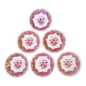 English Ironstone - Mason's Ascot Red & White Transferware Bowls, Set of 6