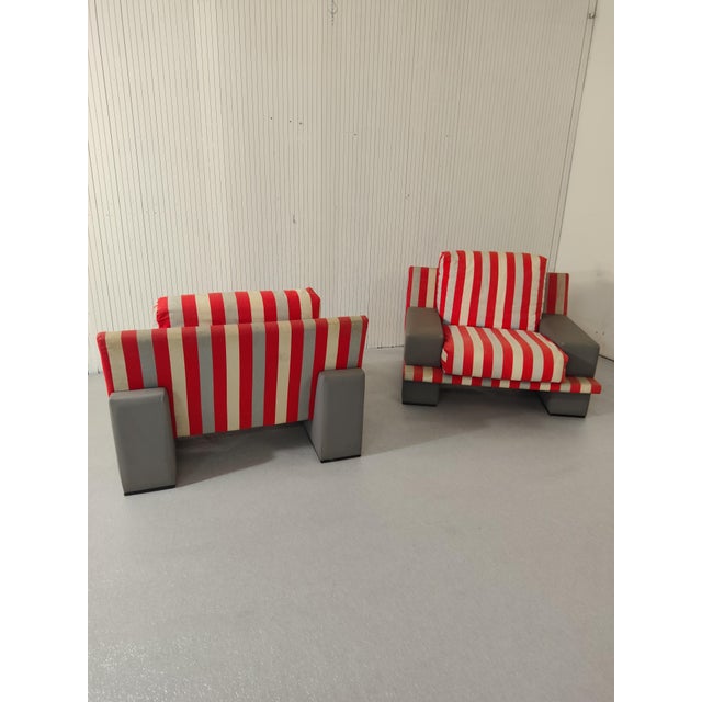 Vintage Armchairs in Fabric and Wood, 1970s, Set of 2 For Sale - Image 9 of 11