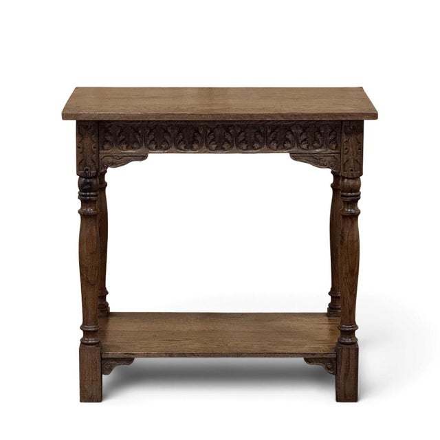 Renaissance 19th Century Rustic Hand Carved Oak Renaissance Revival Side Table For Sale - Image 3 of 18