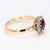 Metal 18k Yellow Gold Ring With Rhodolite Garnet Center and Diamond Halo - Size 6.75 For Sale - Image 7 of 7