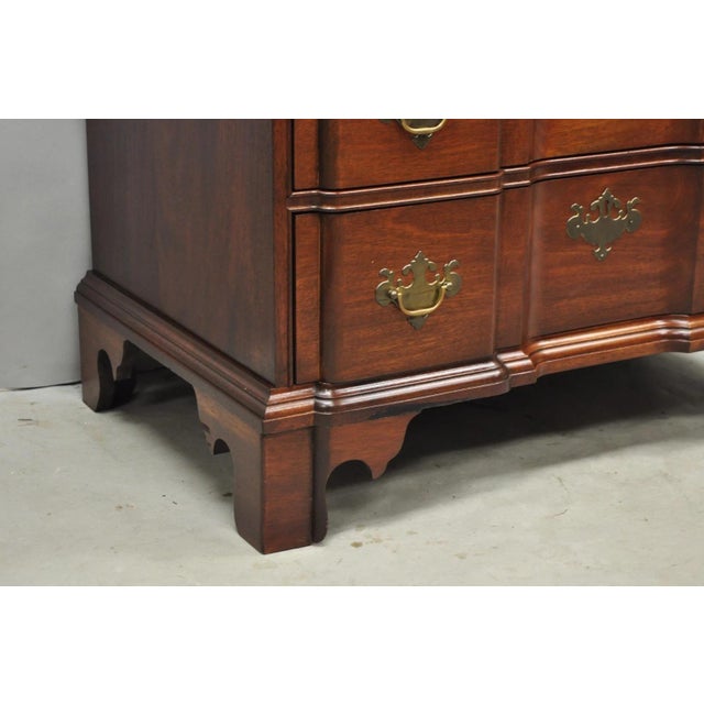 Vintage Chippendale Style Solid Mahogany Block Front Bachelor Chest of Drawers For Sale - Image 13 of 18