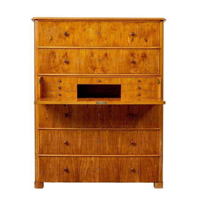 Tall 19th Century Elm Secretaire Chest of Drawers For Sale - Image 10 of 12