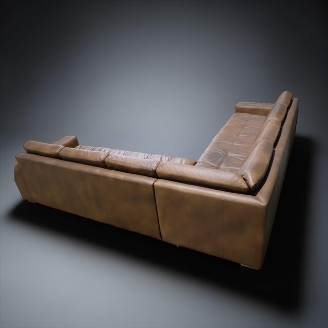 Chocolate Custom Dark Chocolate Leather Sectional, 2-Piece L-Shape, One-of-a-Kind Statement Sofa For Sale - Image 8 of 11