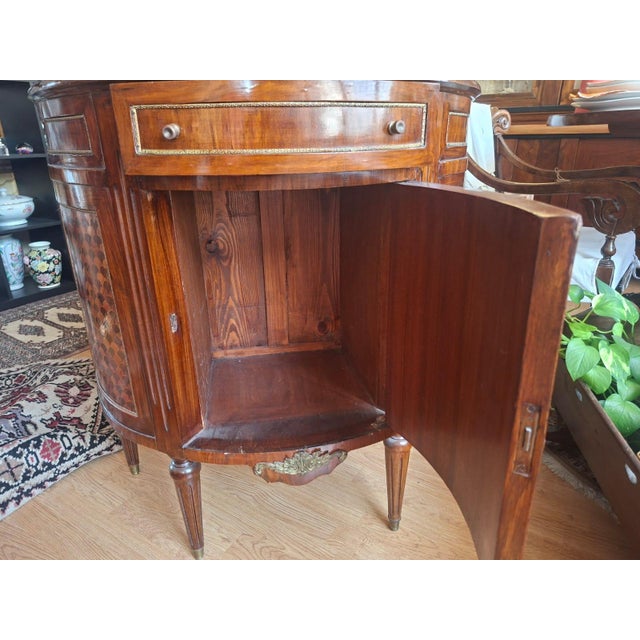 Brown Italian Half-Moon Inlaid Cabinet with Bronze Friezes, 1960s For Sale - Image 8 of 18