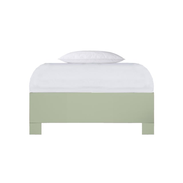 Wood Finn Platform Bed Twin Extra Long - Celery Green For Sale - Image 7 of 12