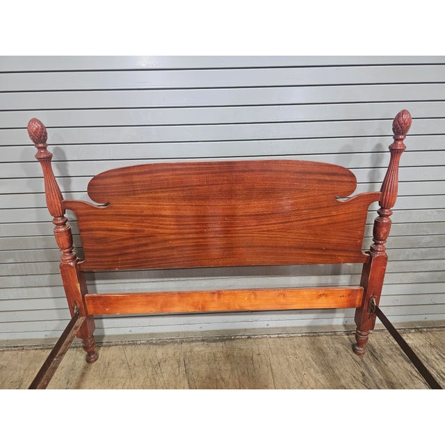 Mid 20th Century Carved Cherry Full Size Bedframe W Pineapple Finals For Sale In Cleveland - Image 6 of 7